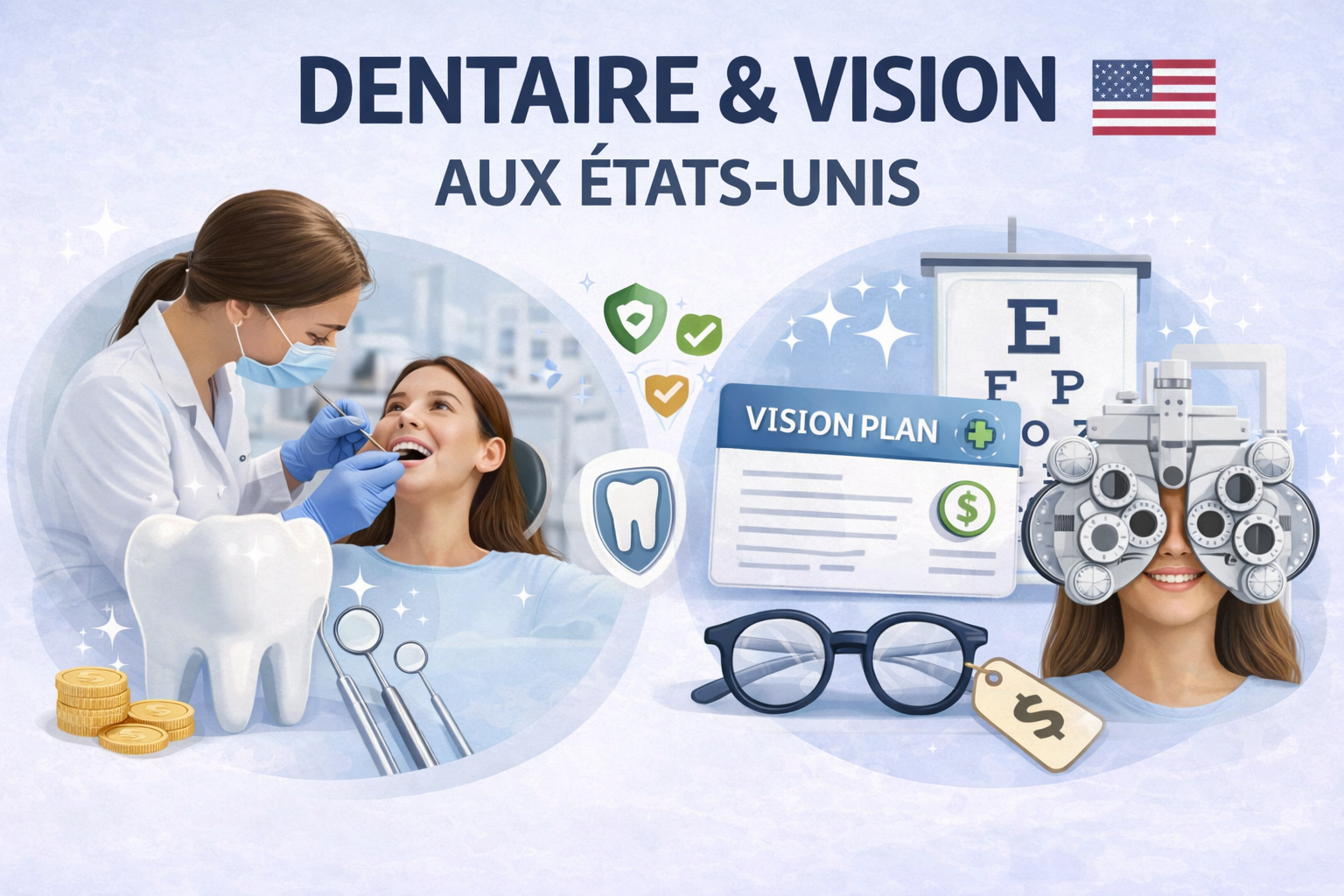 Soins dentaires et vision aux États-Unis : assurance, coûts et lunettes USA